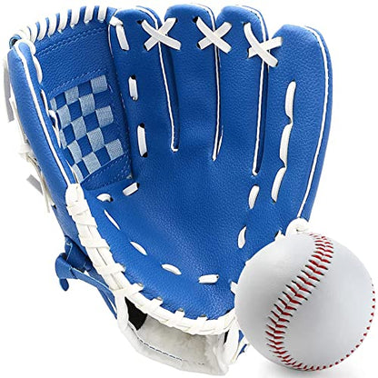 Baseball Glove,Baseball Softball Mitt with Ball for Kids Youth Adults Training and Beginner,Right Hand Throw,Left Hand Glove - color: Sky Blue, size: 10.5"