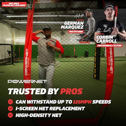 PowerNet Baseball Training Equipment Baseball Net, Portable Softball Batting Practice Pitching Screen, 7-FT I-Screen or A-Frame Pitching Net - color: Red, style: I-Screen NET ONLY