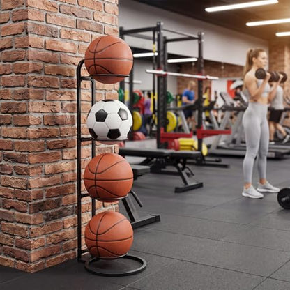 Thenshop Ball Storage Rack Cube Ball Storage Holder Vertical Balls Rack Basketball Stand Carbon Steel Sport Equipment Organizer for Basketball Football Volleyball