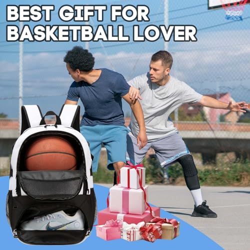 Basketball Bag Backpack, Large Capacity Sports Equipment Bags for Basketball, Soccer, and Volleyball. - color: white
