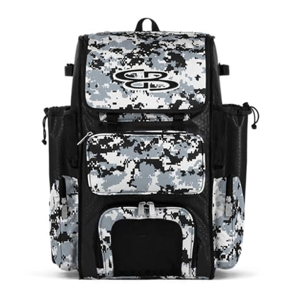 Boombah Superpack Bat Pack - Backpack Version (no wheels) - Holds 4 Bats - Camo Series - Multiple Color Options - color: Black/Gray