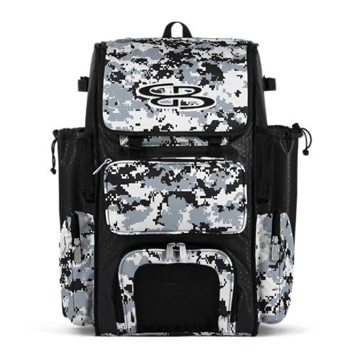 Boombah Superpack Bat Pack - Backpack Version (no wheels) - Holds 4 Bats - Camo Series - Multiple Color Options - color: Black/Gray