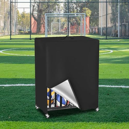 Ball Storage Rack Cover Water Resistant Black Easy Installation Dustproof Garage Sports Equipment Organizer Cover