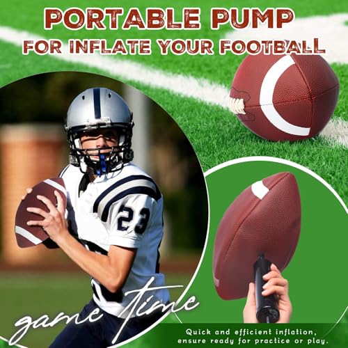 RoundFunny Footballs Pump Set Leather Footballs Bulk and Hand Pump Sport Gifts for Youth Junior Adult School Team Training Practicing Indoor Outdoor Operation Christmas - size: Official Size 9