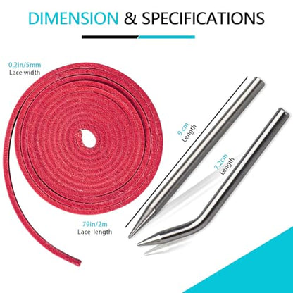 Baseball Glove Lace, Mitt Lace Repair Kit Softball 2 Leather Laces and 2 Lacing Needles for Catcher's Glove - color: Rose-pink