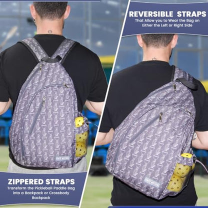 Pickleball Bag for Men & Women Pickleball Backpack - Adjustable Sling Bag/Crossbody with Fence Hook - style: Cactus