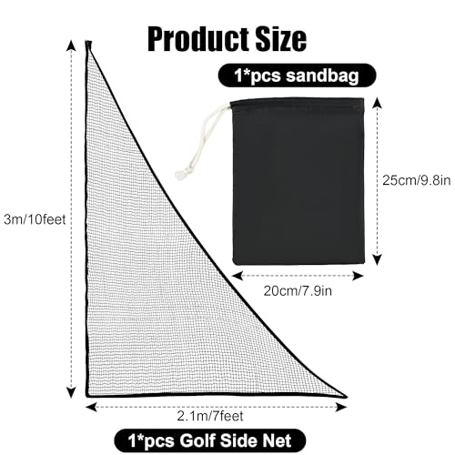 6-10ft 1/2PCS Nylon Side Net Golf Accessory with 1 Sang Bag, Easy to Install Side Net for Golf Nets and Simulator Premium Sports Net Hitting Nets (Red/Black) - style: Black-7x10ft 1Pcs