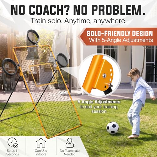 Adjustable Volleyball Rebounder Net - Volleyball Training Equipment with 3 Targets for accuracy, Sandbags, Carry Bag - Football Rebounder, Versatile Lacrosse Rebounder Net for Volley ball.