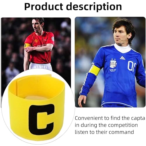 Soccer Captain Armband, Anti-Drop Captain Armbands for Youth and Adult,Adjustable Football Basketball Player Bands - Pack of 6 (Yellow)