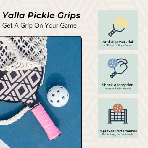 Pickle Grips Pickleball Paddle Grip Tape - Overgrip Grip Wrap for Pickleball Racket - Moisture Wicking Paddle Grip Wrap (2 Pack) - color: Pink