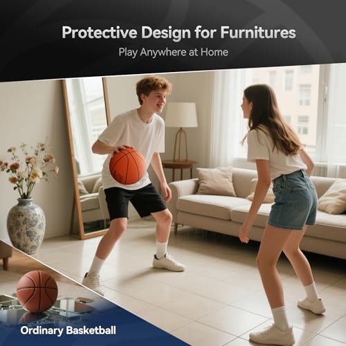 Silent Basketball Size 7 (29.5"), Airless Indoor Basketball for Quiet Dribbling Training, High-Bounce Foam Ball in Gift Box, Non-Compressed Packaging