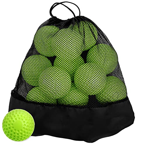 Tebery 12 Pack Dimpled Baseballs, 9-Inch Pitching Machine Baseballs for Hand-Eye Coordination, Hitting and Fielding Practice - color: Green