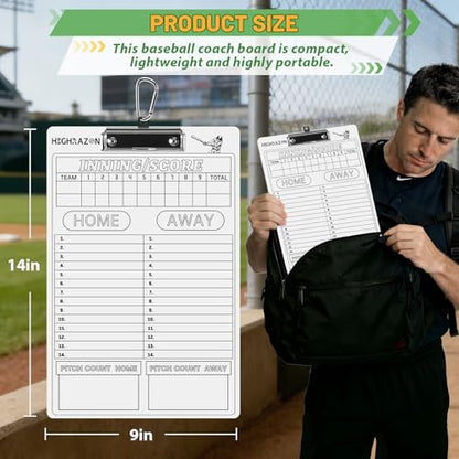 Baseball Coaches Clipboard, White Double-Sided Dry Erase Coach Clipboard, Softball Whiteboard for Coaches, Lineup White Board with Marker for Coaches Gift
