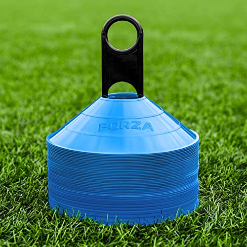 FORZA Multi-Sport Training Marker Cones | Pack of 50 or 1000 Soccer Cones in 8 Vibrant Colors - Durable Construction, Portability and Convenient Storage with Holder - color: Sky Blue, size: Pack of 50