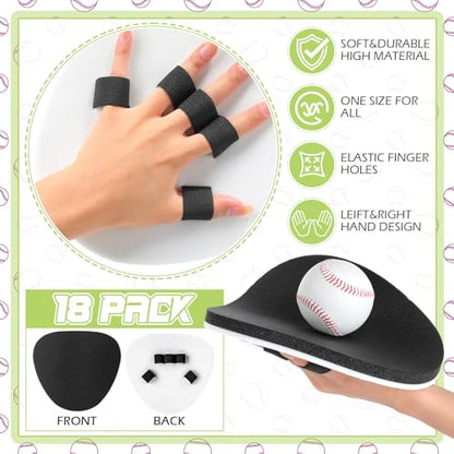 RoundFunny 12/18 Pcs Baseball Pancake Glove for Training, Foam Practice Fielding Baseball Softball Pancake Gloves, Quick Hands Batting Infield Training Practice Two Hands for Youth Adults