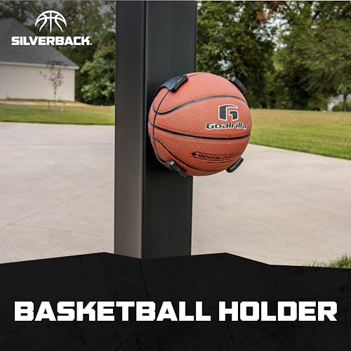 Silverback Basketball Holder Compatible with Men's, Women's, Youth Basketballs, Soccer Balls, Volleyballs, and Kickballs,Black