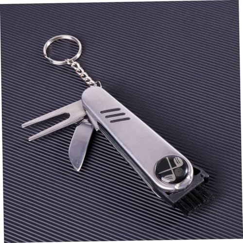 6 in 1 Golf Multifunctional Divot Repair Tool Set Stainless Steel Gadget with Ball Marker Groove Cleaner and Keychain for Golfers Portable Accessory for Course Maintenance
