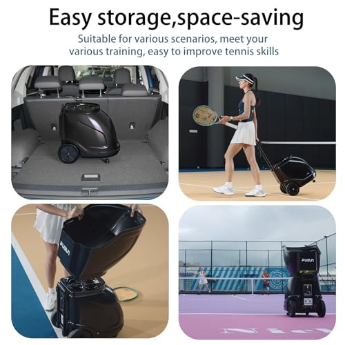 PT-9001 Tennis Ball Machine, Professional Tennis Ball Launcher, 150+ Ball Capacity, 35 Landing Points & Variable Speed,Dual-Control via APP & Remote for Advanced Players(4-6H Runtime)