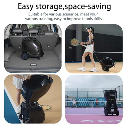 PT-9001 Tennis Ball Machine, Professional Tennis Ball Launcher, 150+ Ball Capacity, 35 Landing Points & Variable Speed,Dual-Control via APP & Remote for Advanced Players(4-6H Runtime)