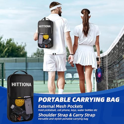 HITTIONA Pickleball Paddles - Fiberglass Pickleball Paddles Set of 2, USAPA Approved Pickle Ball Rackets 2 Pack with 4 Pickleball Balls, 1 Pickleball Net Bag, Paddles Ball Set for Beginners