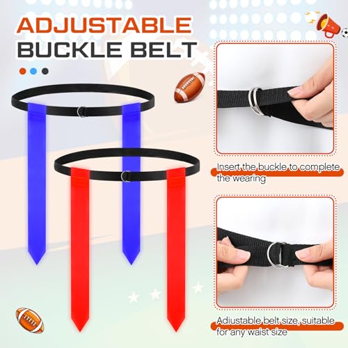 Libima LED Flag Football Belts Set Glow in The Dark Light up Adjustable Capture Flag Outdoor Beach Games Football Party - color: Red, Blue, Black Blue and Red