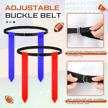 Libima LED Flag Football Belts Set Glow in The Dark Light up Adjustable Capture Flag Outdoor Beach Games Football Party - color: Red, Blue, Black Blue and Red