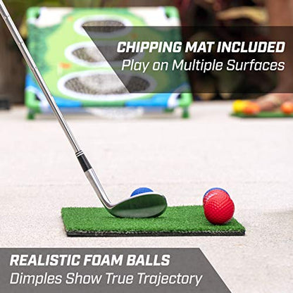 GoSports BattleChip Backyard Golf Cornhole Games – Includes Targets, Chipping Mats, Foam Golf Balls, Scorecard and Carry Case - style: BattleChip Match
