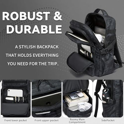 Wotony Military Tactical Backpack for Men Waterproof Daypack 3 Day Assault Pack Molle Bag with Water Bottle Holder - color: Python Black, size: 25L