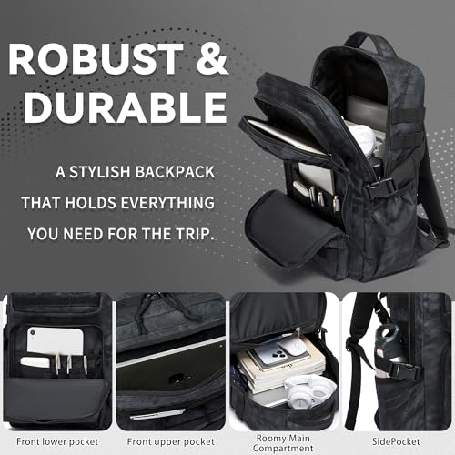 Wotony Military Tactical Backpack for Men Waterproof Daypack 3 Day Assault Pack Molle Bag with Water Bottle Holder - color: Python Black, size: 30L