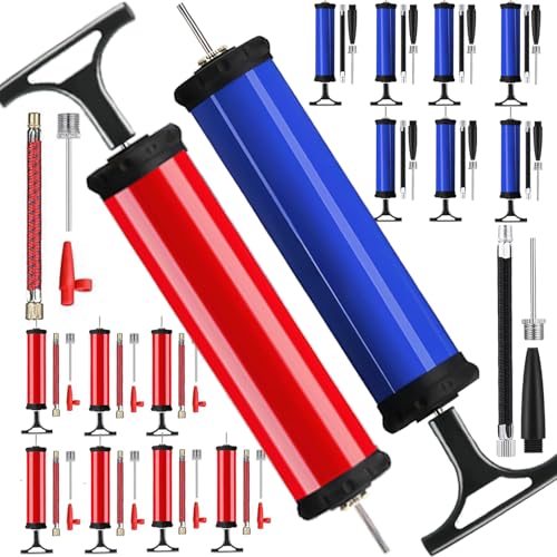 100PCS Portable Ball Pump Kits for Sports with Needle Nozzles Extension Hose, Air Pump for Basketball Football Soccer Volleyball, Blue and Red (100)