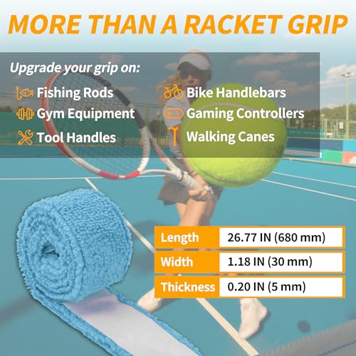 2 Pcs Tennis Racket Grip Tape, Towel Tennis Overgrip Tape, Anti-Slip Absorbent Grip, Racket Overgrip Tape,9 Colors - color: Sky Blue