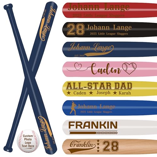 Personalized Mini Baseball Bat 18″Custom Wooden Bat Engraved Name Logo Number Customized Mini Bats for Tee Ball Small Training Baseball Gifts for Teams, Little League, Players,Games - Navy