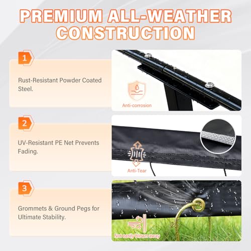 Basketball 2-in-1 Backstop Net+Light Mount System, Standalone Backstop Net, Standalone Light Mount Frame for Backyard Family Play, Fits Standard Hoops(Light NOT Included) - size: 8"×12", style: Standalone Backstop Net