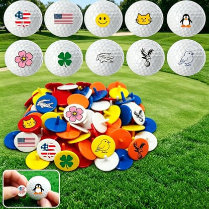 Adhere Golf Ball Markers 50 100 pcs Plastic Position Ball Marker Quarter Size 0.94 inch Flat Golf Ball Marker Mix Colour