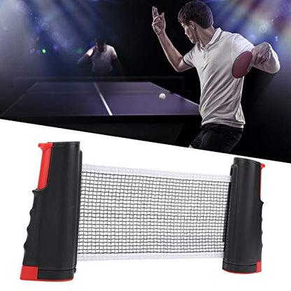 Easy to Install Plastic Material Table Tennis Net, Convenient Reelable Design Retractable Tennis Net, for Children Adult(Black red)