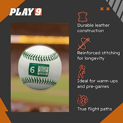 Play 9 Baseball Leather Weighted Baseball Training Set of 4 in for Teen and Adults for arm Velocity Training Ideal for Throwing and Pitching. (Set of 4)