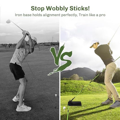 Feroca Upgraded Golf Alignment Stick Holder with Anti-Tip Base, Golf Swing Plane Trainer Enhanced Stability with Front Iron Weighs, Golf Training Aid Fix Slices & Putting
