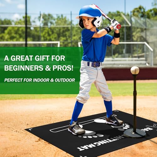 Baseball Training Mat, Baseball and Softball Batter Stance Hitting Mat, Improve Posture, Batting Mat with Toes Facing Place, Silent Anti-Skid, Baseball Training Equipment, 35.4 * 23.6 Inch - color: Black B