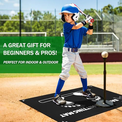 Baseball Training Mat, Baseball and Softball Batter Stance Hitting Mat, Improve Posture, Batting Mat with Toes Facing Place, Silent Anti-Skid, Baseball Training Equipment, 35.4 * 23.6 Inch - color: Black B