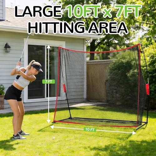 Elevon Golf Net, 10x7ft Heavy Duty Golf Practice Net, Backyard Driving Chipping Training Net for Indoor Outdoor Use