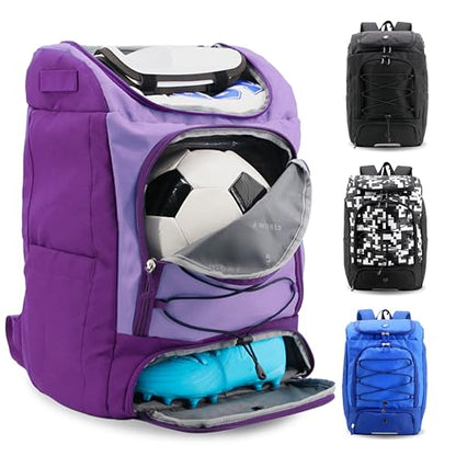 J World Athlete Sports Ball & Baseball Bag. Soccer Volleyball Basketball Backpack Women Men. Kids Softball Bat Bag Girls Boys - color: Purple