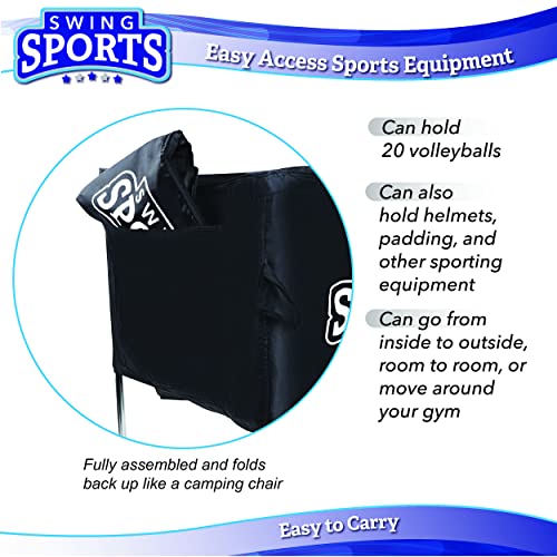 Swing Sports Portable Ball Cart on Wheels - 40 x 24in Volleyball Cart with Wheels Equipment Storage Ball Caddy