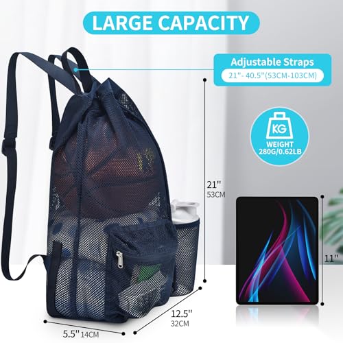 Large Drawstring Backpack for Men Women Athletic Gym Sports Workout Beach Swimming Commuting Travel - color: Navy, style: L: 21"x12.5"x5.5"