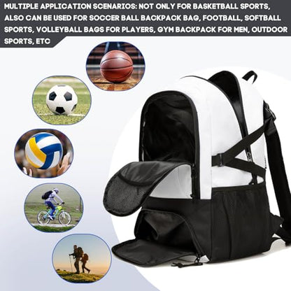 Basketball Bag Backpack, Large Capacity Sports Equipment Bags for Basketball, Soccer, and Volleyball.