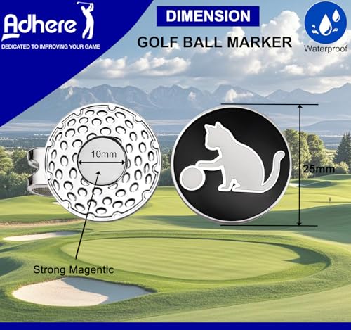 Adhere Golf Ball Markers Personlized Double Side Cute cat Logo Enamel with A Magnetic Hat Clips,A Premium Golf Gifts. - color: B-Black+White