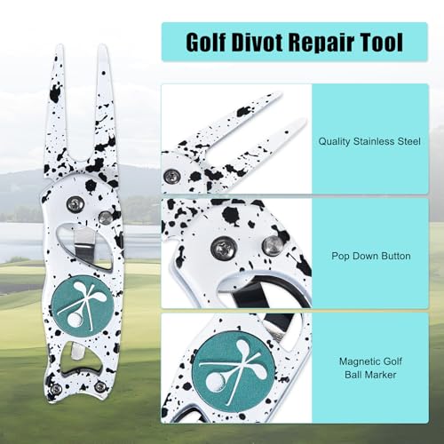 Golf Divot Repair Tool, 3 in 1 Compact Ball Marker Divot Tool, Foldable Golf Divot Tool for Repair & Maintain Green, Golf Essential, Ideal Gift for Golf Enthusiasts