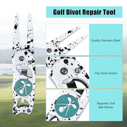 Golf Divot Repair Tool, 3 in 1 Compact Ball Marker Divot Tool, Foldable Golf Divot Tool for Repair & Maintain Green, Golf Essential, Ideal Gift for Golf Enthusiasts