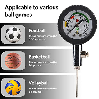 Cyrank Portable Ball Pressure Gauge for Basketball, Soccer Ball