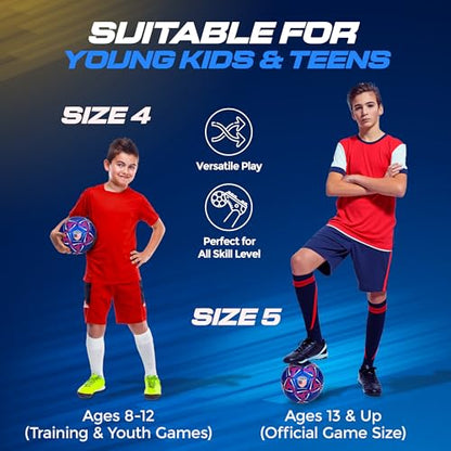 Western Star Soccer Ball USA - Official Match Grade Soccer Balls - Youth & Adult - Attractive and Durable Design - Performance - color: Navy Blue, size: 5