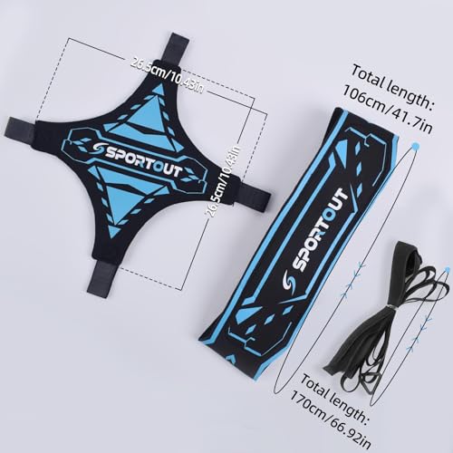 Sportout Volleyball/Soccer Training Equipment, Solo Trainer, Adjustable Waist Belt for Kids & Adults - color: blue-new